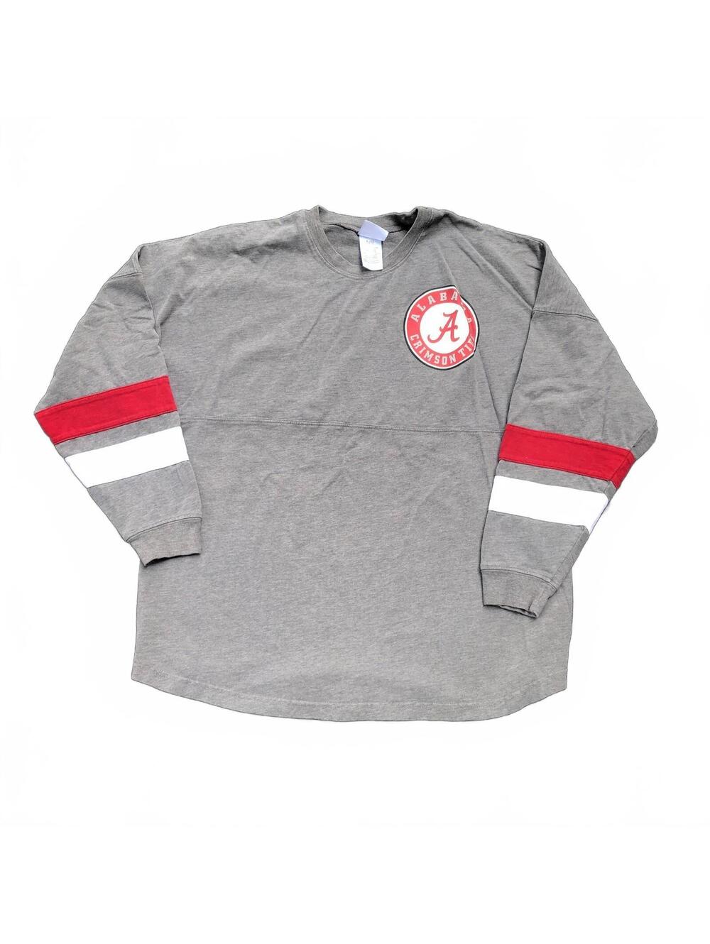 Alabama Crimson Tide Long Sleeve Shirt Gray Red White Size L